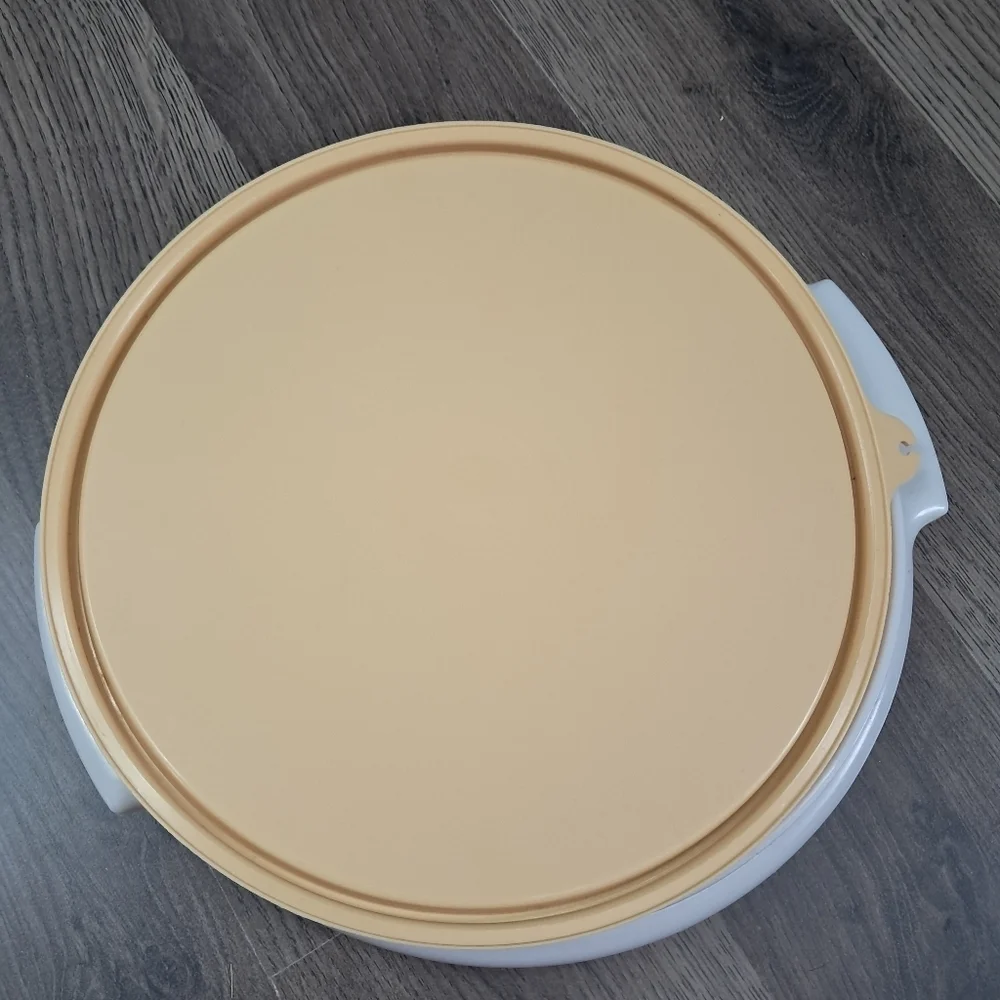 Vintage Tupperware White Suzette Divided Relish Serving Tray With Tan Lid